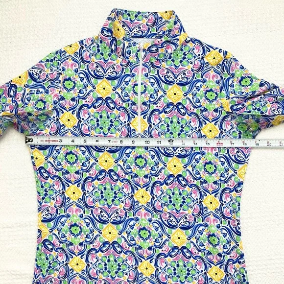 IBKUL Top Nora Print Long Sleeve Mock Neck 1/4 Zip UPF 50+, Size Small - Picture 12 of 16